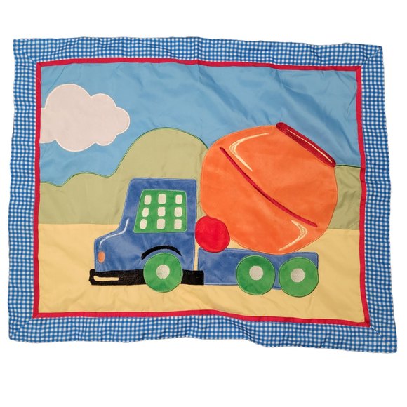 Unisex Kids Colorful Gingham Cement Mixer Pillowcase Cover 28.5"X23" Pillow Sham - Picture 1 of 6